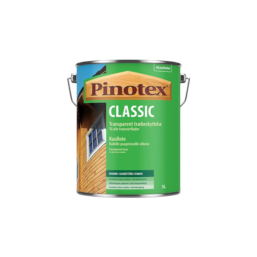 Dåse med Pinotex Classic transparent træbeskyttelse i sort