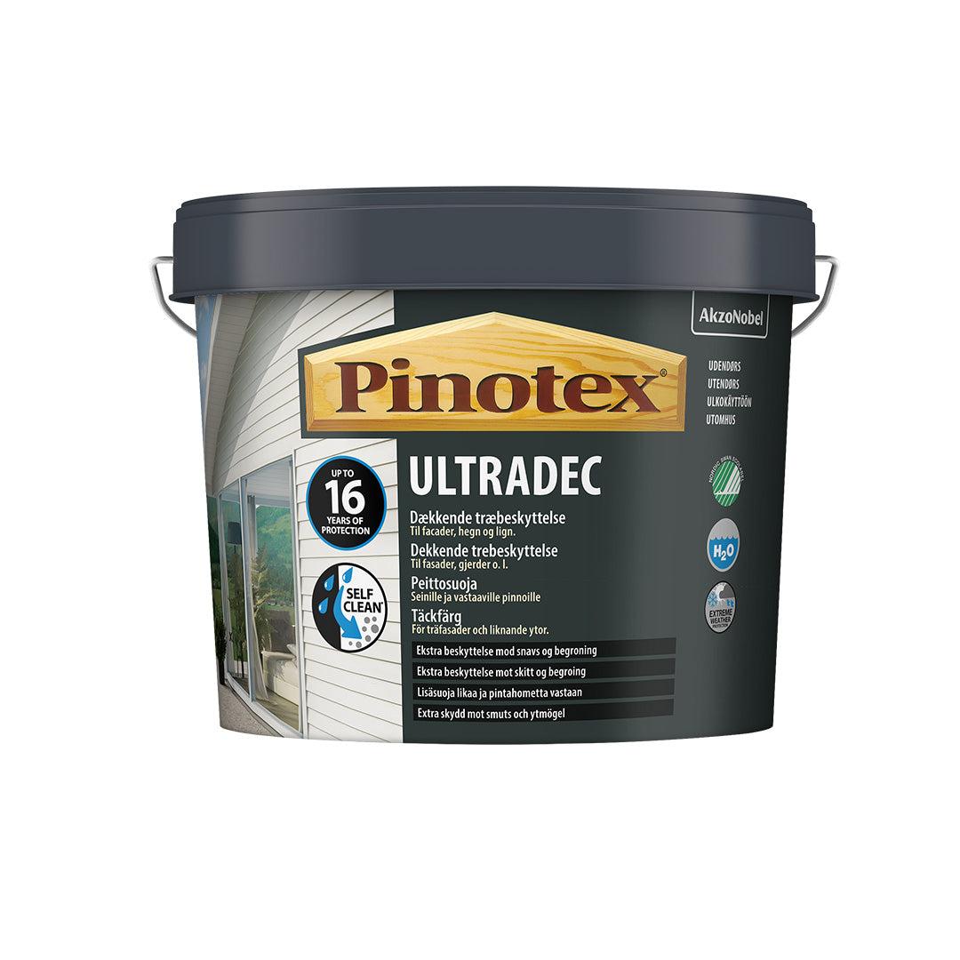 Spand med Pinotex Ultradec sort dækkende træbeskyttelse