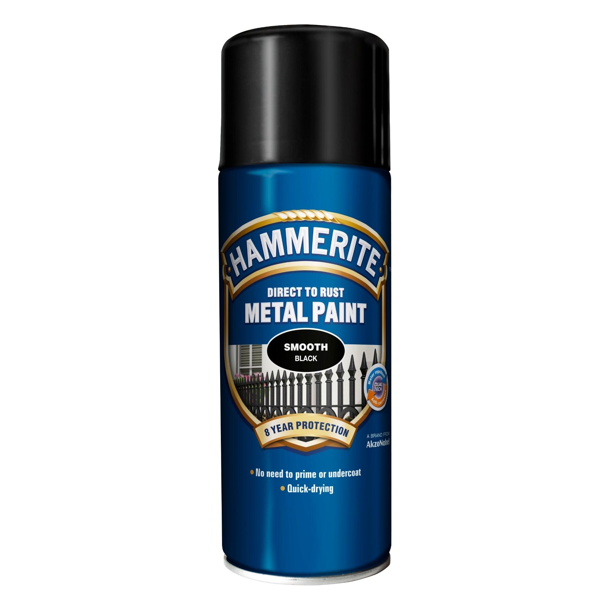 Sort dåse Hammerite Smooth Finish spraymaling